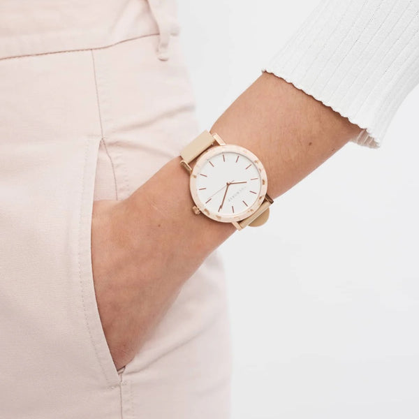 The Horse: Resin Watch - Peach - White Dial - Rose Gold