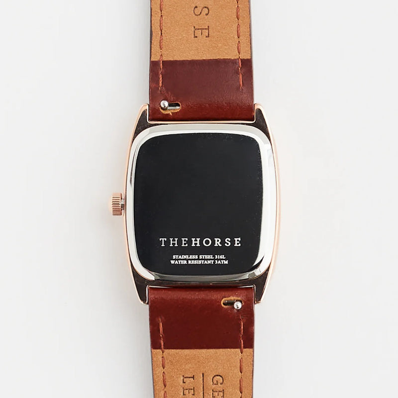 The Horse: Dress Watch - Polished Rose Gold - White Dial - Walnut