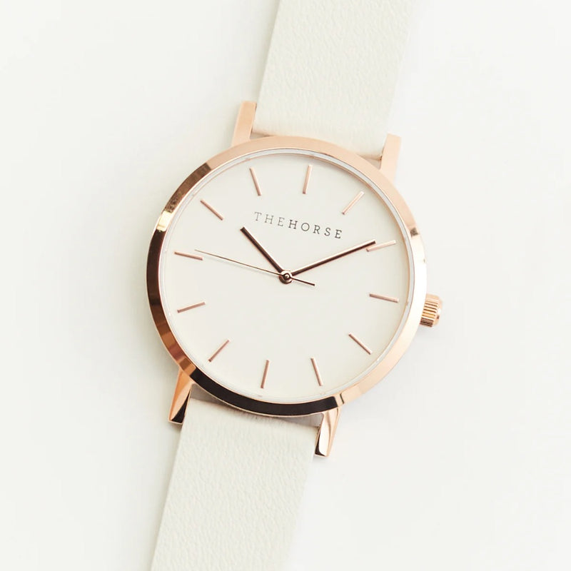 The Horse: Mini Original Watch - Rose Gold Case - White Dial - Milk