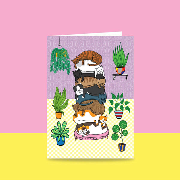 Able & Game: Greeting Card - Cat Stack