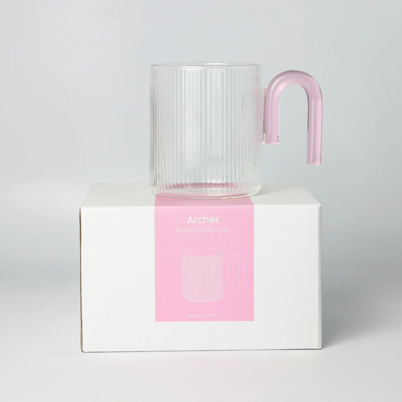 Sage & Cooper: Archer Ribbed Glass Cup - Taffy Pink