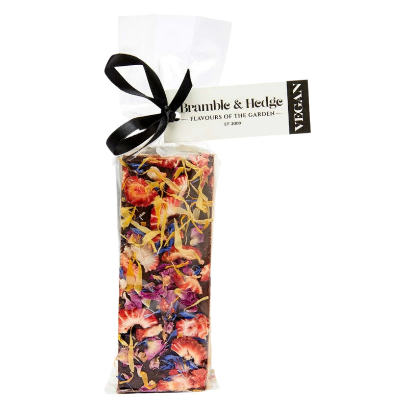 Bramble & Hedge: Strawberry & Elderflower Nougat With Dark Chocolate (150g) (Vegan)