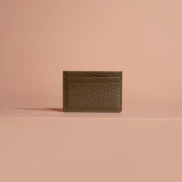 Coo Coo: Card Sleeve (Croc Embossed Leather) - Etoupe