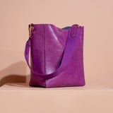 Coo Coo: Large Happy Strap Bucket Bag (Vegan Leather) - Purple