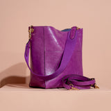 Coo Coo: Large Happy Strap Bucket Bag (Vegan Leather) - Purple