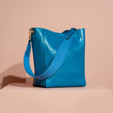 Coo Coo: Large Happy Strap Bucket Bag (Vegan Leather) - Blue