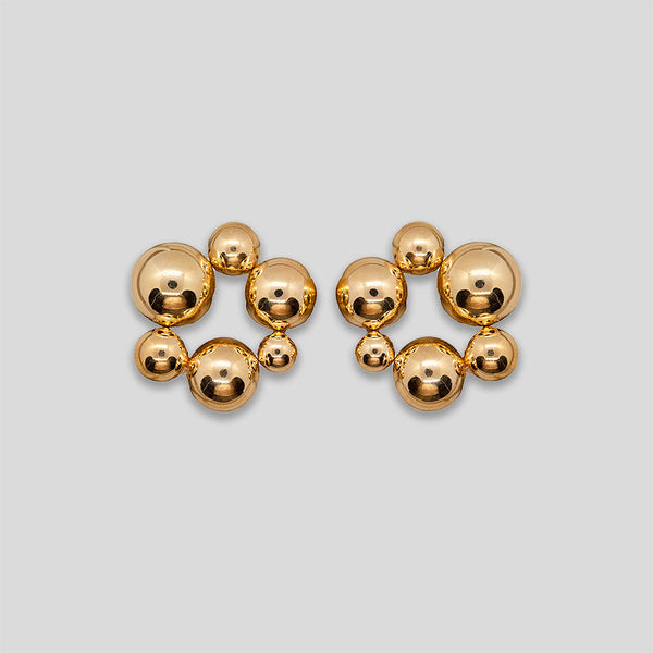 Coo Coo: Coo Coo: Bubble Ring Studs - Gold