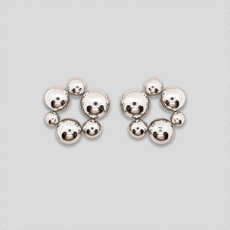 Coo Coo: Coo Coo: Bubble Ring Studs - Silver