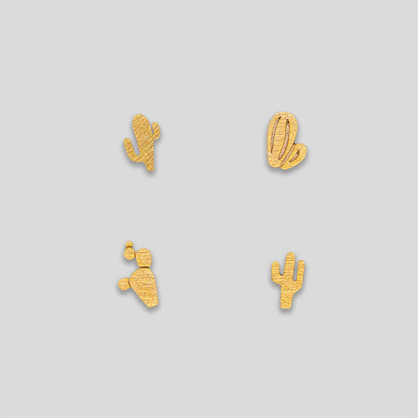 Coo Coo: Coo Coo: Cacti Stud Set of 4 - Gold