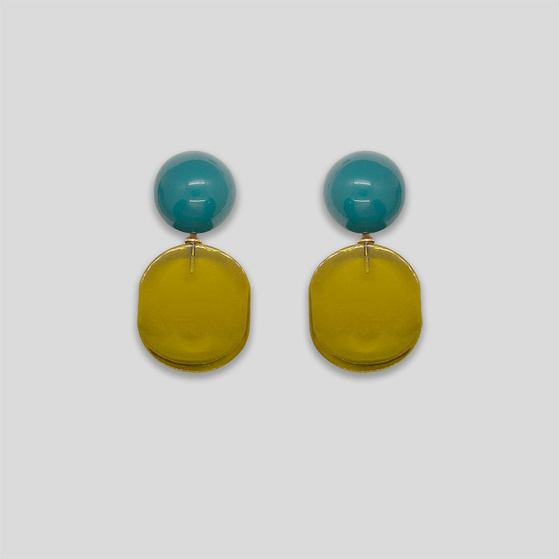 Coo Coo: Coo Coo: Candy Drop Resin Earrings - Olive