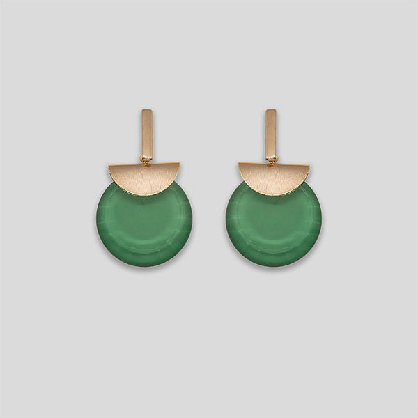 Coo Coo: Coo Coo: Circle Drop Earrings - Green