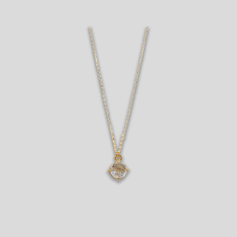 Coo Coo: Coo Coo: Circle Droplet Necklace - Gold/Clear