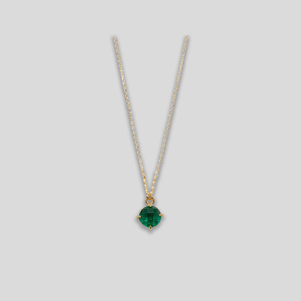 Coo Coo: Coo Coo: Circle Droplet Necklace - Gold/Emerald