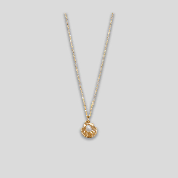 Coo Coo: Clam & Pearl Charm Necklace - Gold