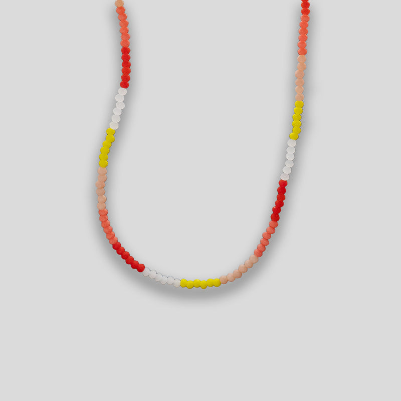 Coo Coo: Coo Coo: Colour Block Beaded Necklace - Red/Coral