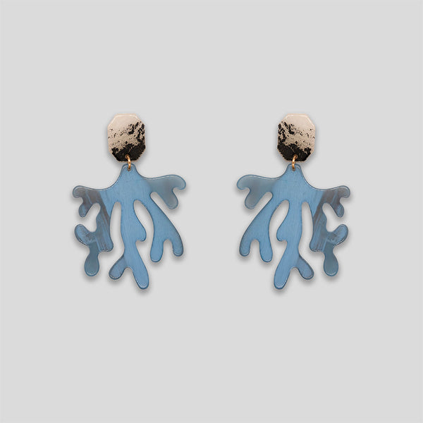 Coo Coo: Coo Coo: Coral Drop Resin Earrings - Pale Blue