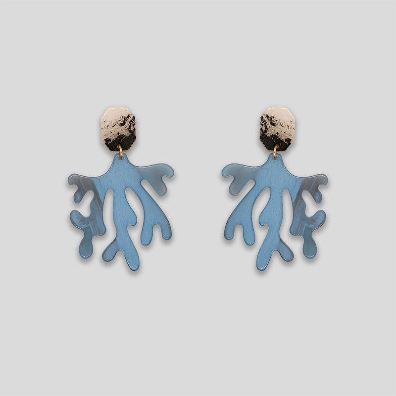 Coo Coo: Coo Coo: Coral Drop Resin Earrings - Pale Blue