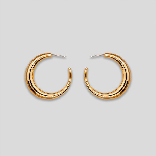 Coo Coo: Coo Coo: Crescent Moon Hoops - Gold