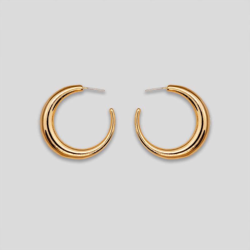 Coo Coo: Coo Coo: Crescent Moon Hoops - Gold