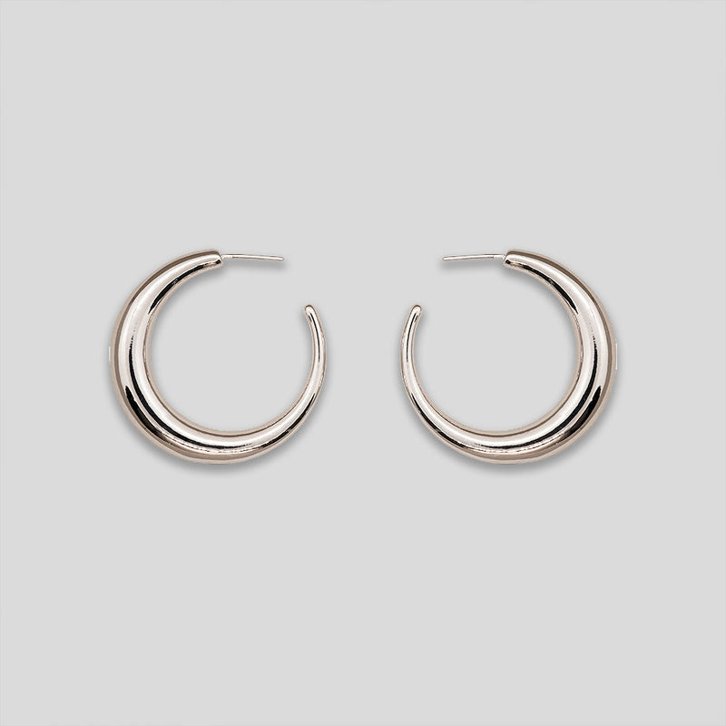 Coo Coo: Crescent Moon Hoops - Silver