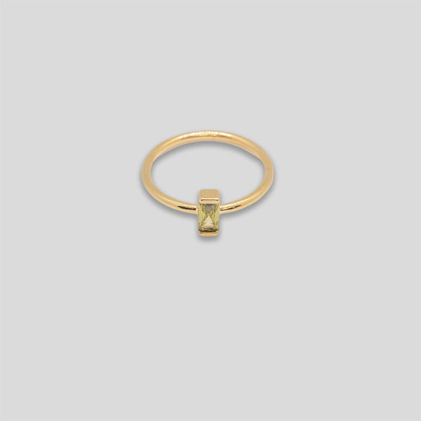 Coo Coo: Coo Coo: Cross Bar Diamante Ring - Gold/Olive