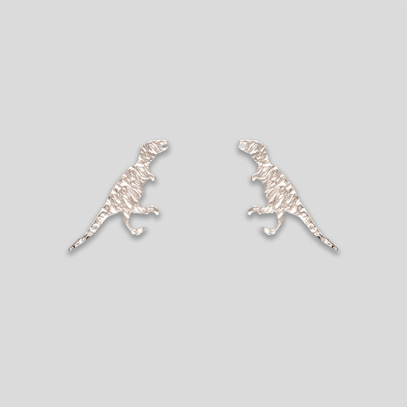 Coo Coo: Coo Coo: Crushed T-Rex Studs - Silver