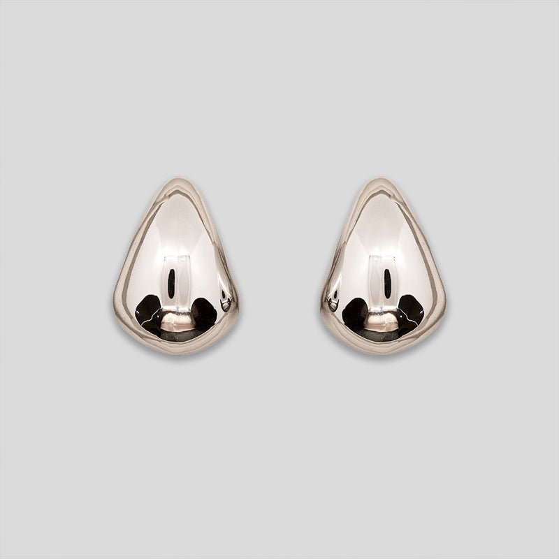 Coo Coo: Coo Coo: Curved Teardop Earrings - Silver