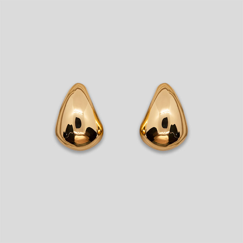 Coo Coo: Coo Coo: Curved Teardrop Earrings - Gold