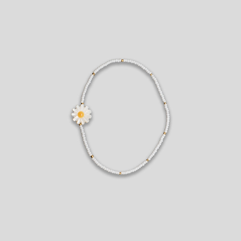 Coo Coo: Coo Coo: Daisy Beaded Bracelet - White