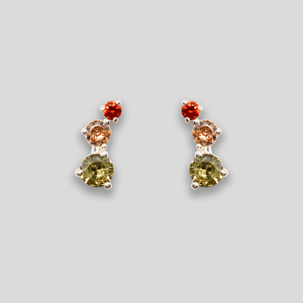 Coo Coo: Diamante Balls Studs - Green/Yellow/Orange