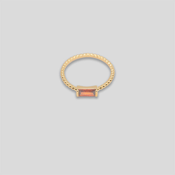 Coo Coo: Coo Coo: Diamante Bar Ring - Gold/Amber