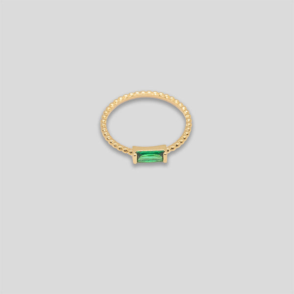 Coo Coo: Coo Coo: Diamante Bar Ring - Gold/Emerald