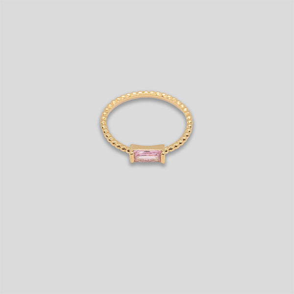 Coo Coo: Coo Coo: Diamante Bar Ring - Gold/Pink