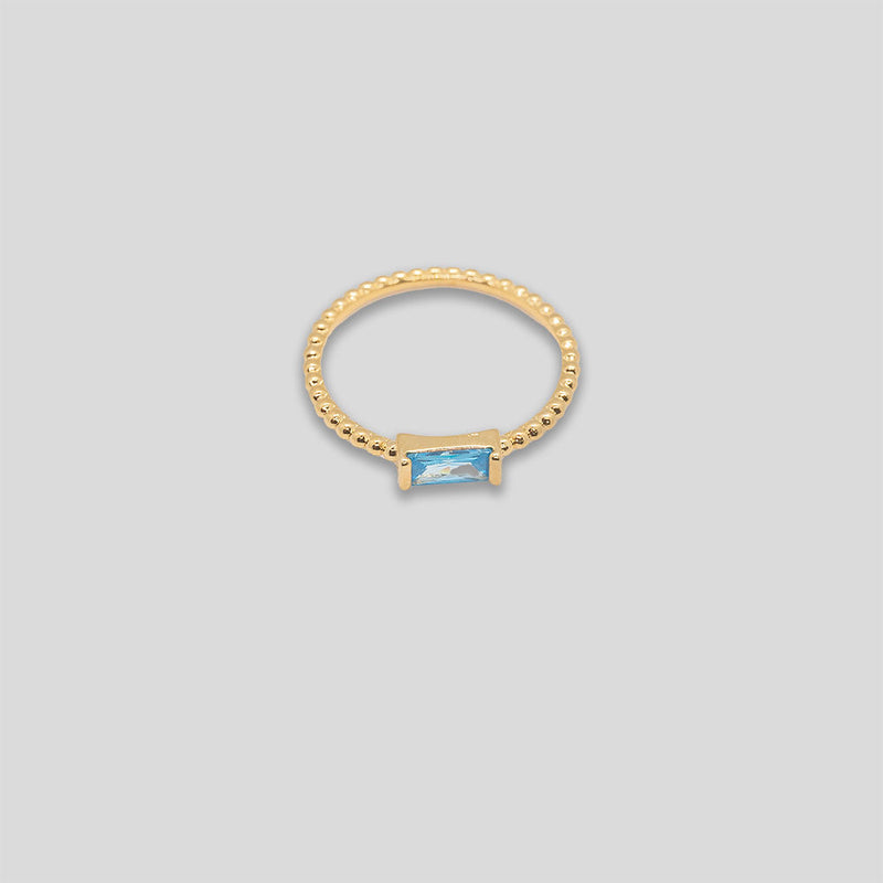 Coo Coo: Coo Coo: Diamante Bar Ring - Gold/Sky Blue