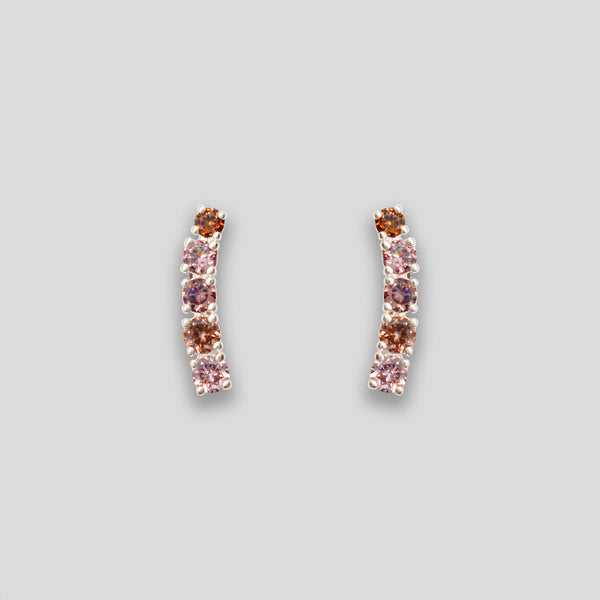 Coo Coo: Coo Coo: Diamante Circle Line Studs - Purple