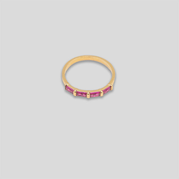 Coo Coo: Coo Coo: Diamante Line Ring - Gold/Hot Pink