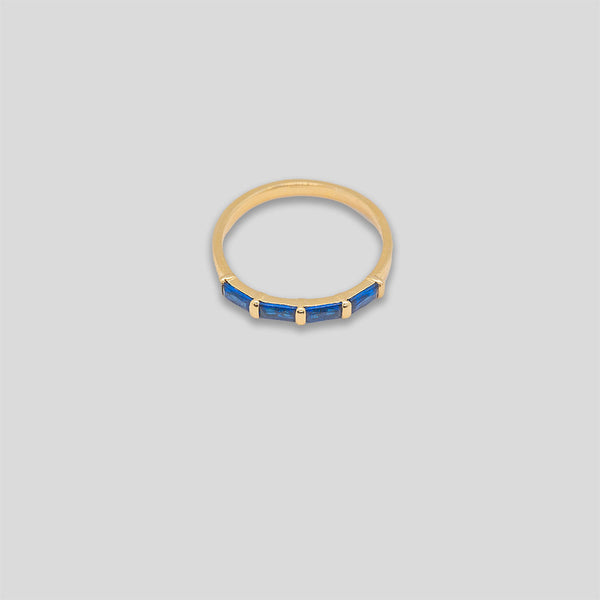 Coo Coo: Coo Coo: Diamante Line Ring - Gold/Royal Blue