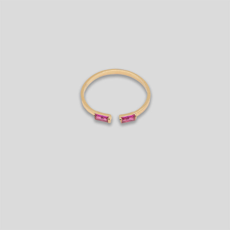 Coo Coo: Coo Coo: Double Diamante Open Ring - Gold/Hot Pink