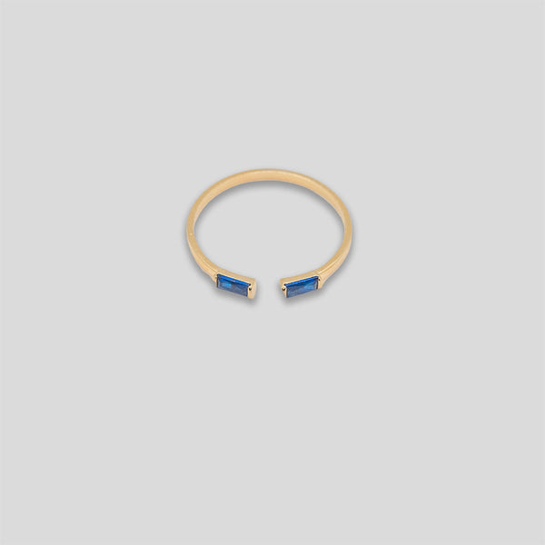 Coo Coo: Coo Coo: Double Diamante Open Ring - Gold/Royal Blue