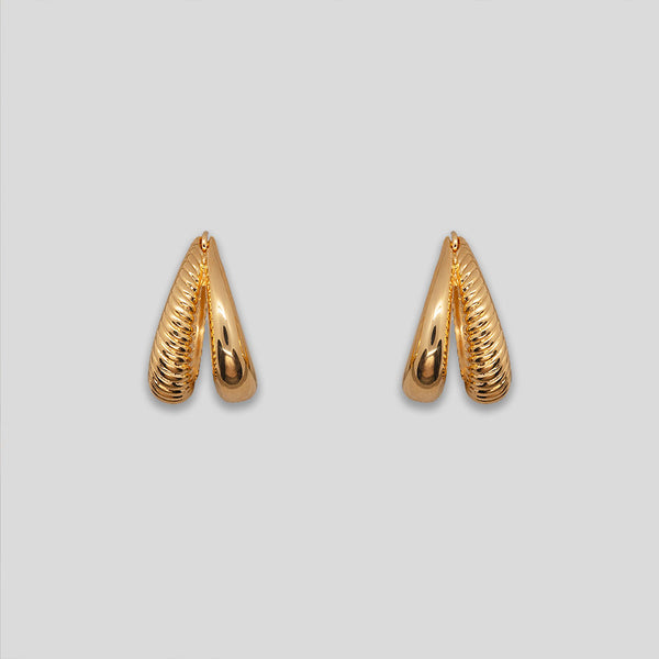 Coo Coo: Coo Coo: Double Teardrop Hoops - Gold