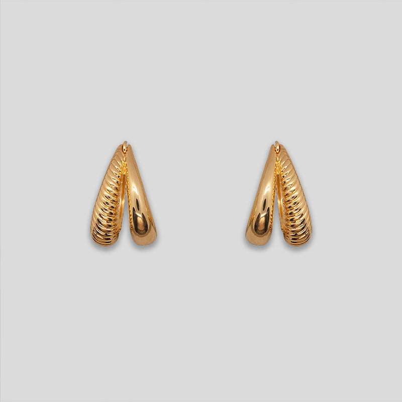 Coo Coo: Coo Coo: Double Teardrop Hoops - Gold