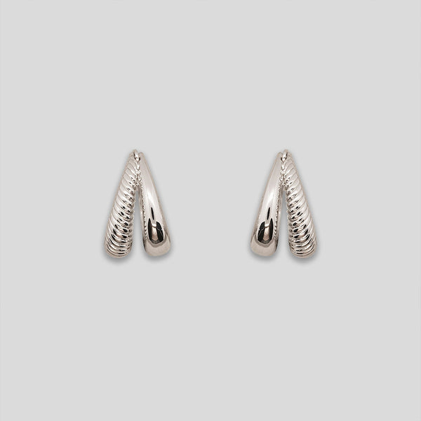 Coo Coo: Coo Coo: Double Teardrop Hoops - Silver