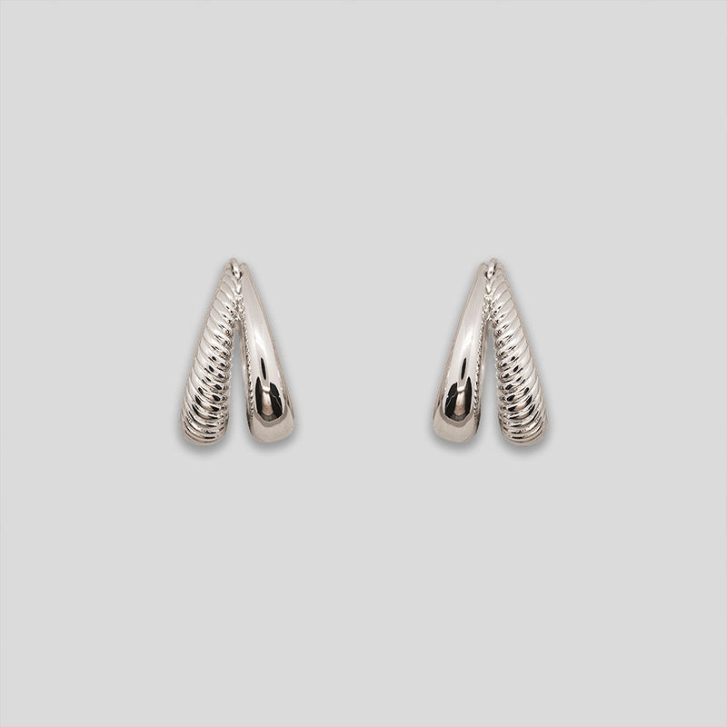 Coo Coo: Coo Coo: Double Teardrop Hoops - Silver