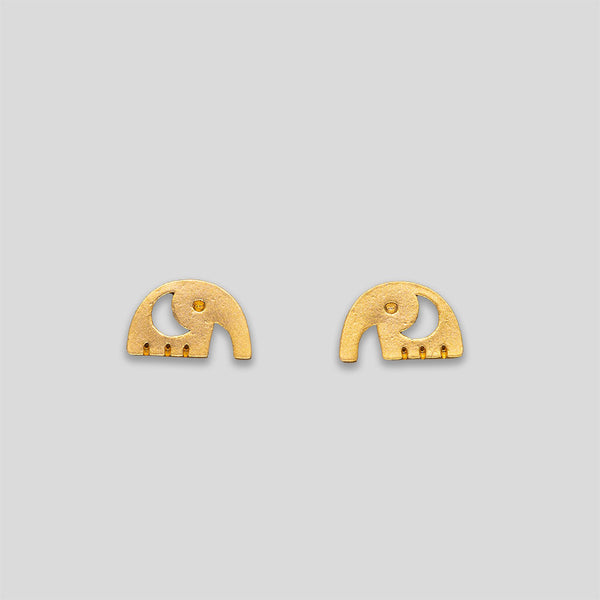 Coo Coo: Coo Coo: Elephant Cutout Studs - Gold