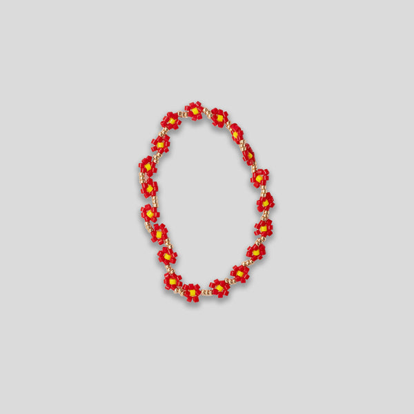 Coo Coo: Flower Chain Beaded Bracelet - Red