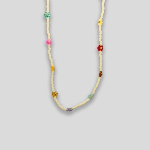 Coo Coo: Flower Chain Beaded Necklace - Yellow