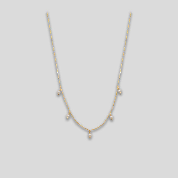 Coo Coo: Freshwater Pearl Necklace - Mini Dropets - Gold/Pearl