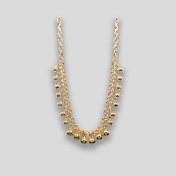 Coo Coo: Coo Coo: Fringe Ball Chain Necklace - Gold