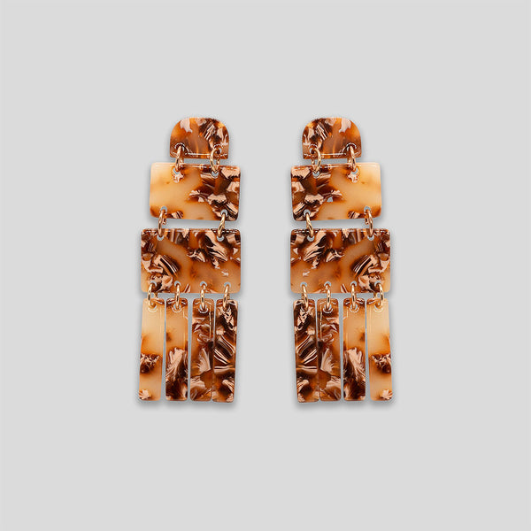 Coo Coo: Coo Coo: Geometric Seascape Resin Earrings - Light Tortoise