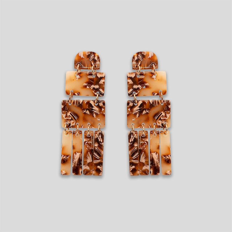 Coo Coo: Coo Coo: Geometric Seascape Resin Earrings - Light Tortoise